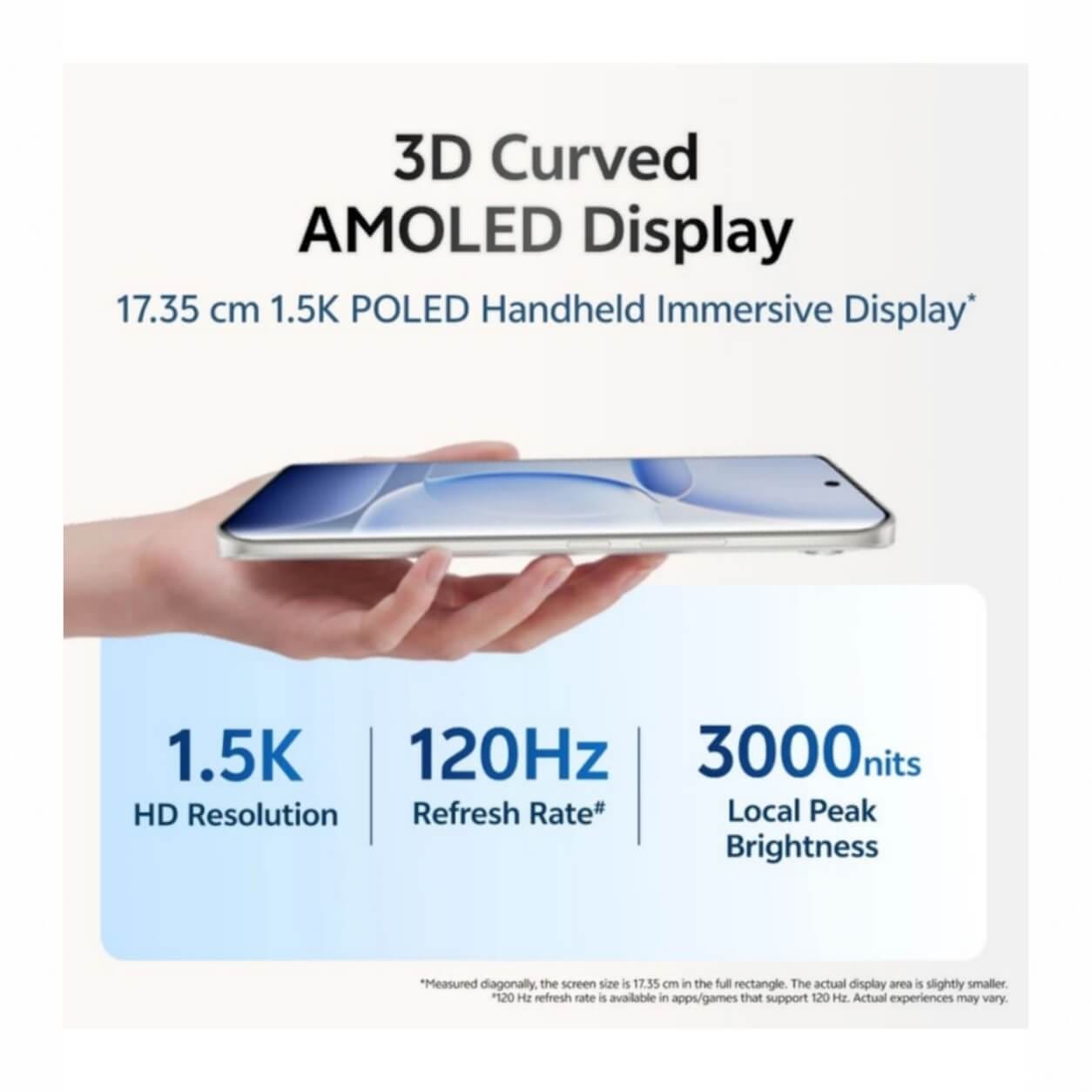 Vivo S2 5G curved display specifications - 1.5K resolution, 120Hz refresh, 3000 nits brightness